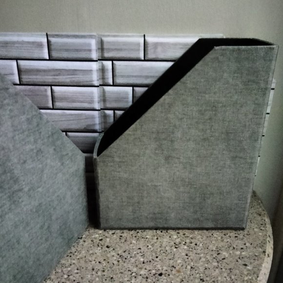 DUO: Linen Covered Slate Grey File Magazine Holders (A) - Picture 9 of 9